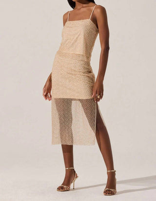 Astr - Messina Beaded Pearl Midi Illusion Skirt