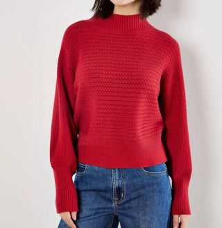 Apricot - High Neck Cable Batwing Jumper