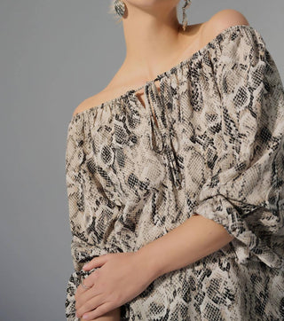 Joseph Ribkoff - Gauze Python Print Flared Top