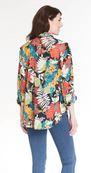 Multiples - Print Hi Lo Button Front Blouse