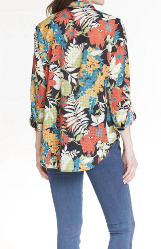 Multiples - Print Hi Lo Button Front Blouse