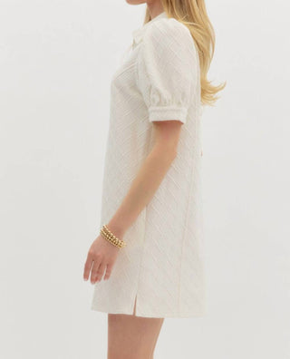 Entro - Textured Puff Sleeve Mini Dress
