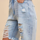 Anniewear - Distressed Rigid Bermuda Denim Shorts