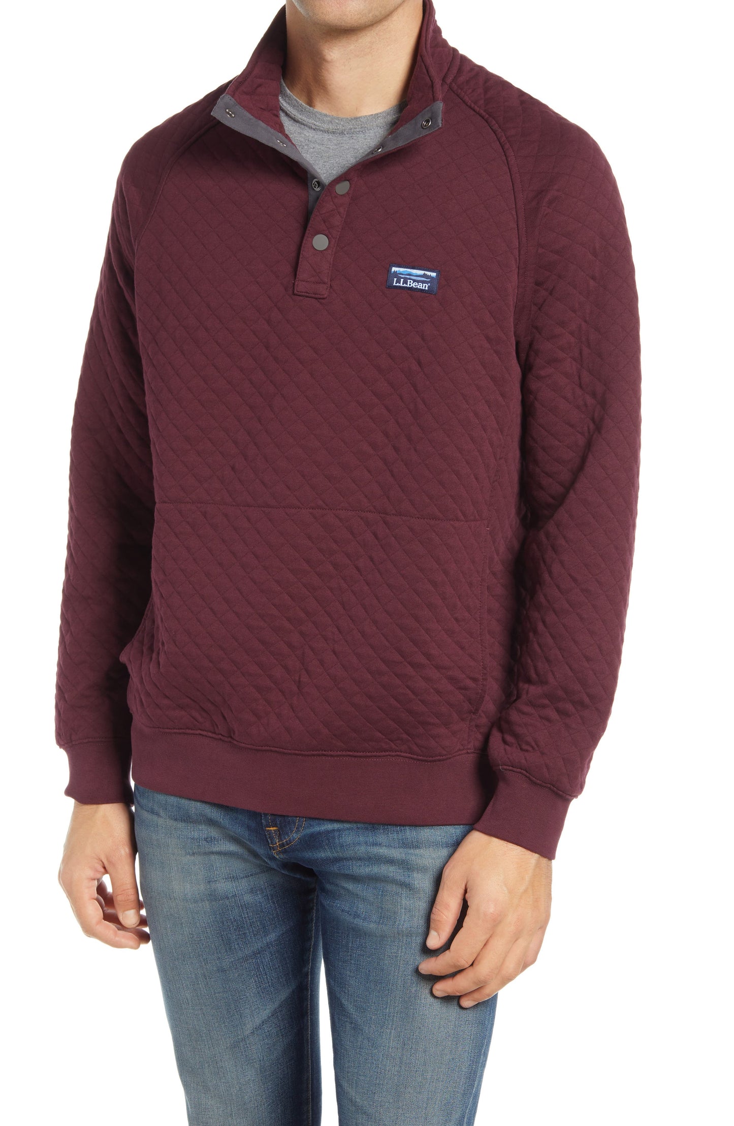 Men's Burgundy Quilted Sweatshirt - Small