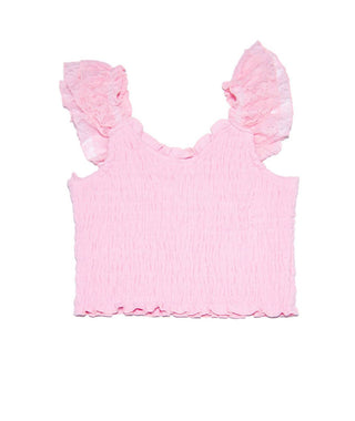 Flowers By Zoe - Girls' Rhea Pink Smock Lace Top