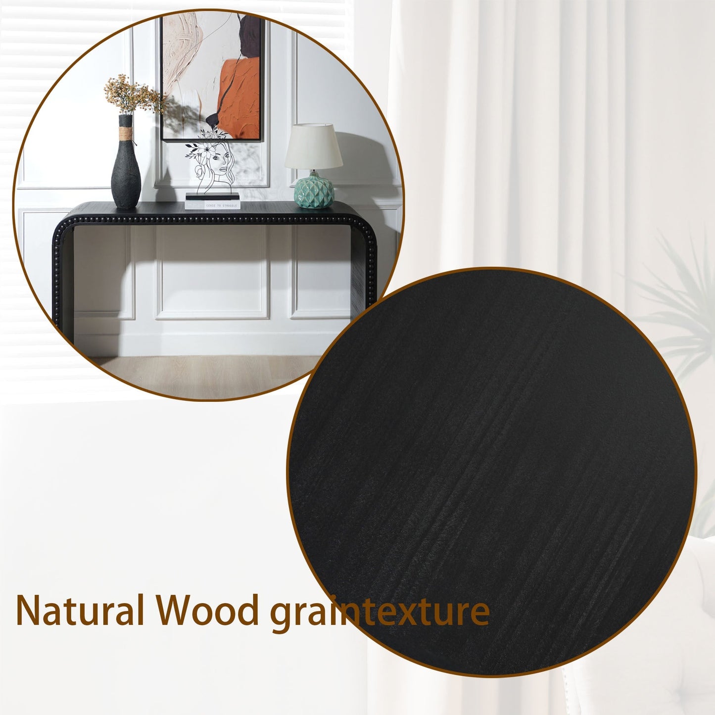 Black Wood Console Table, 59in Entryway Table