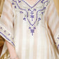 Zaalima Fashion - Striped Organza Kaftan Suit With Mirror Work And Tassel Accents