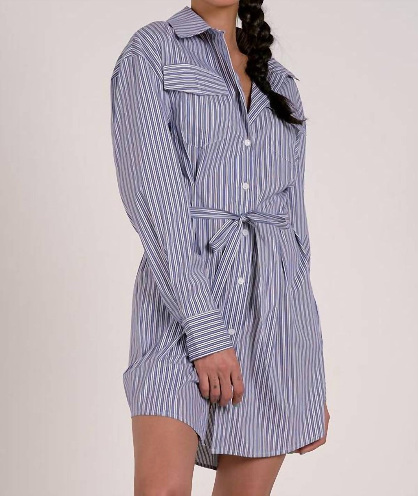 Elan - Striped Shirt Dress
