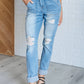Judy Blue - High Rise Patch Pocket Distressed Boyfriend Jeans