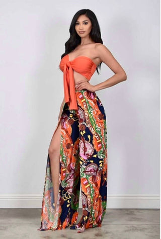 Little Secret Of Mine - Women's Palazzo Pants With Crop Top Set