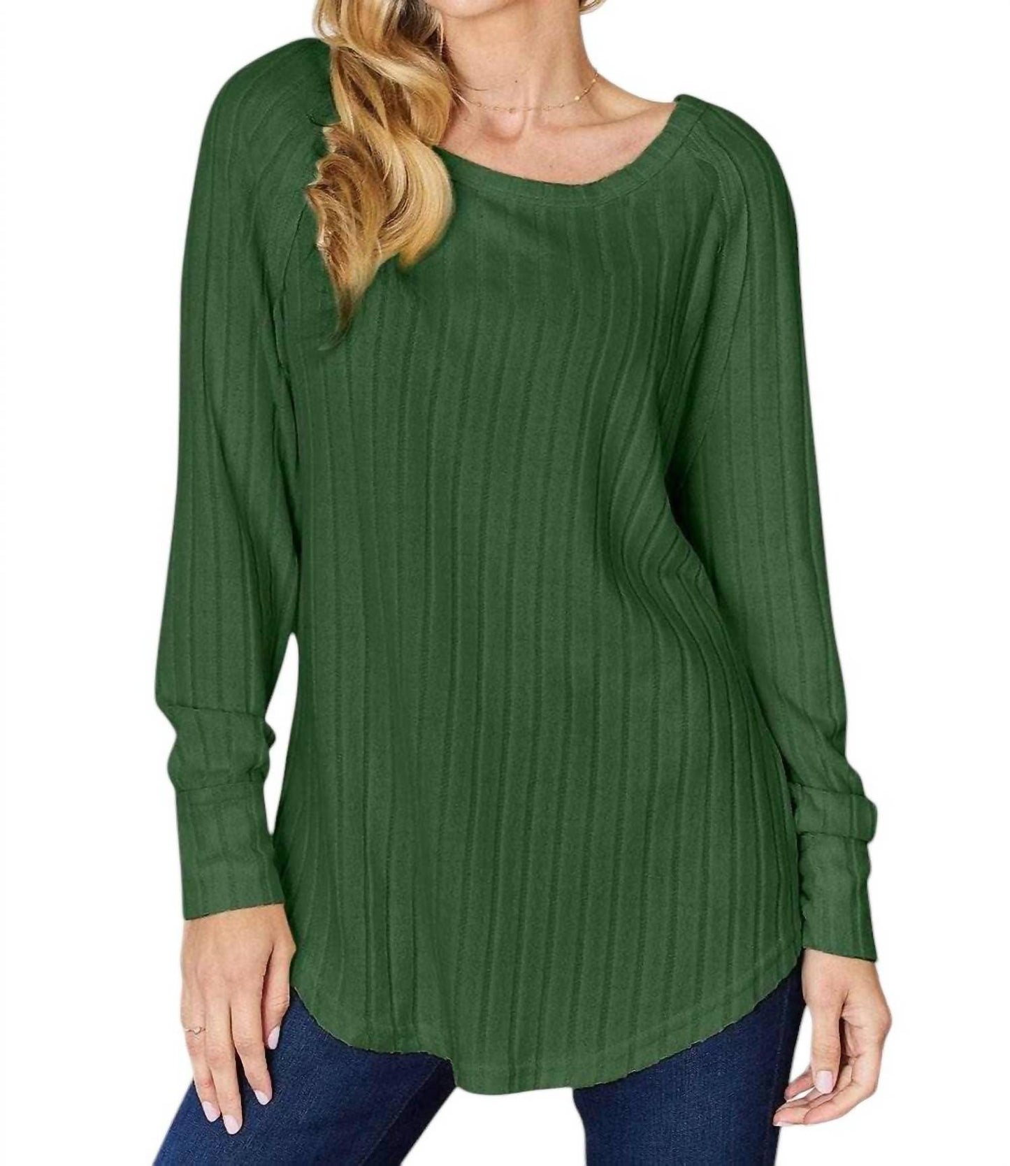 Basic Bae - Chic Ribbed Round Neck Slit Tee