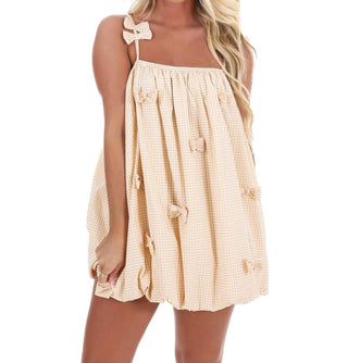 Lena - Sweet On You Bow Bubble Mini Dress