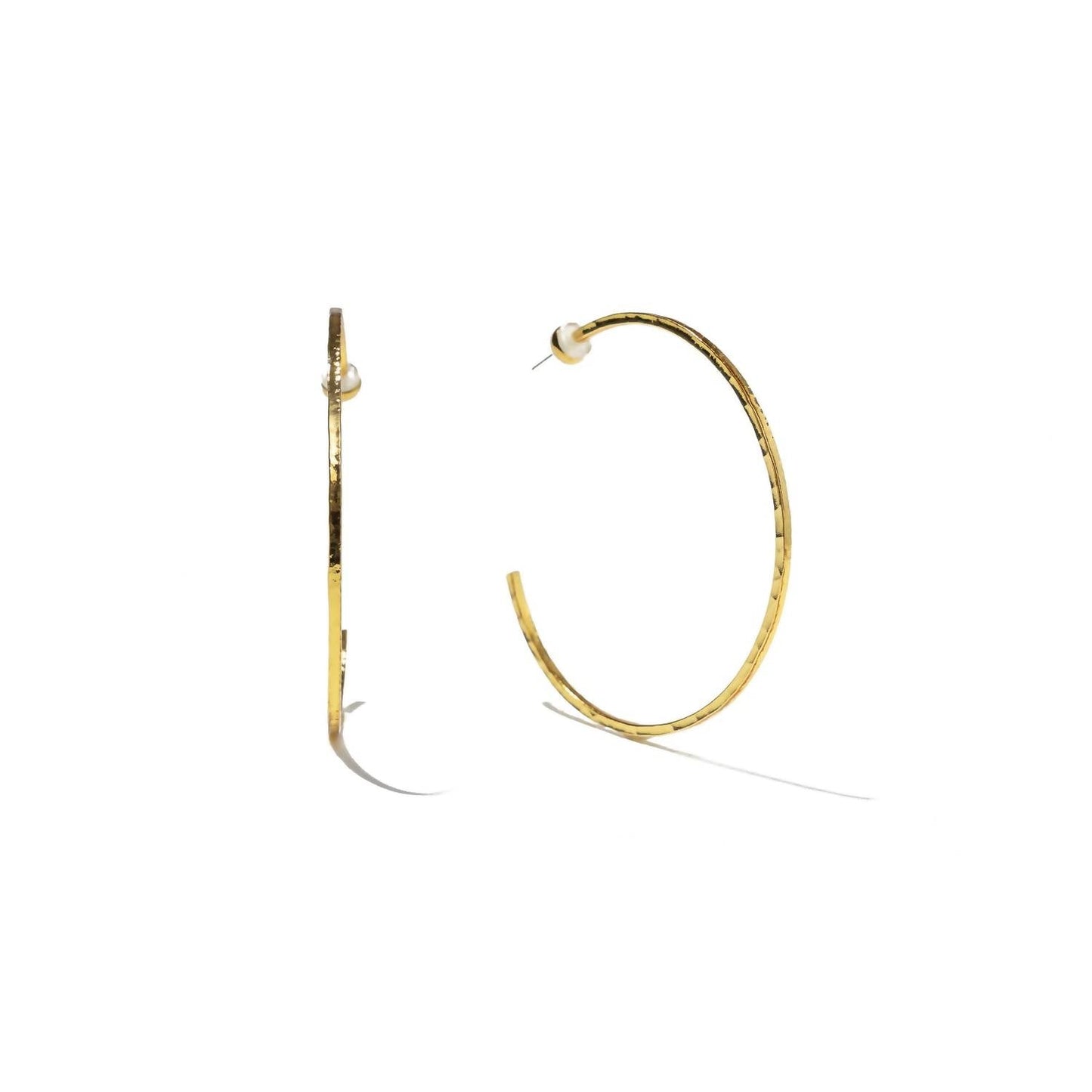 Brenda Grands - Women's Thin Hammered Hoop Earrings