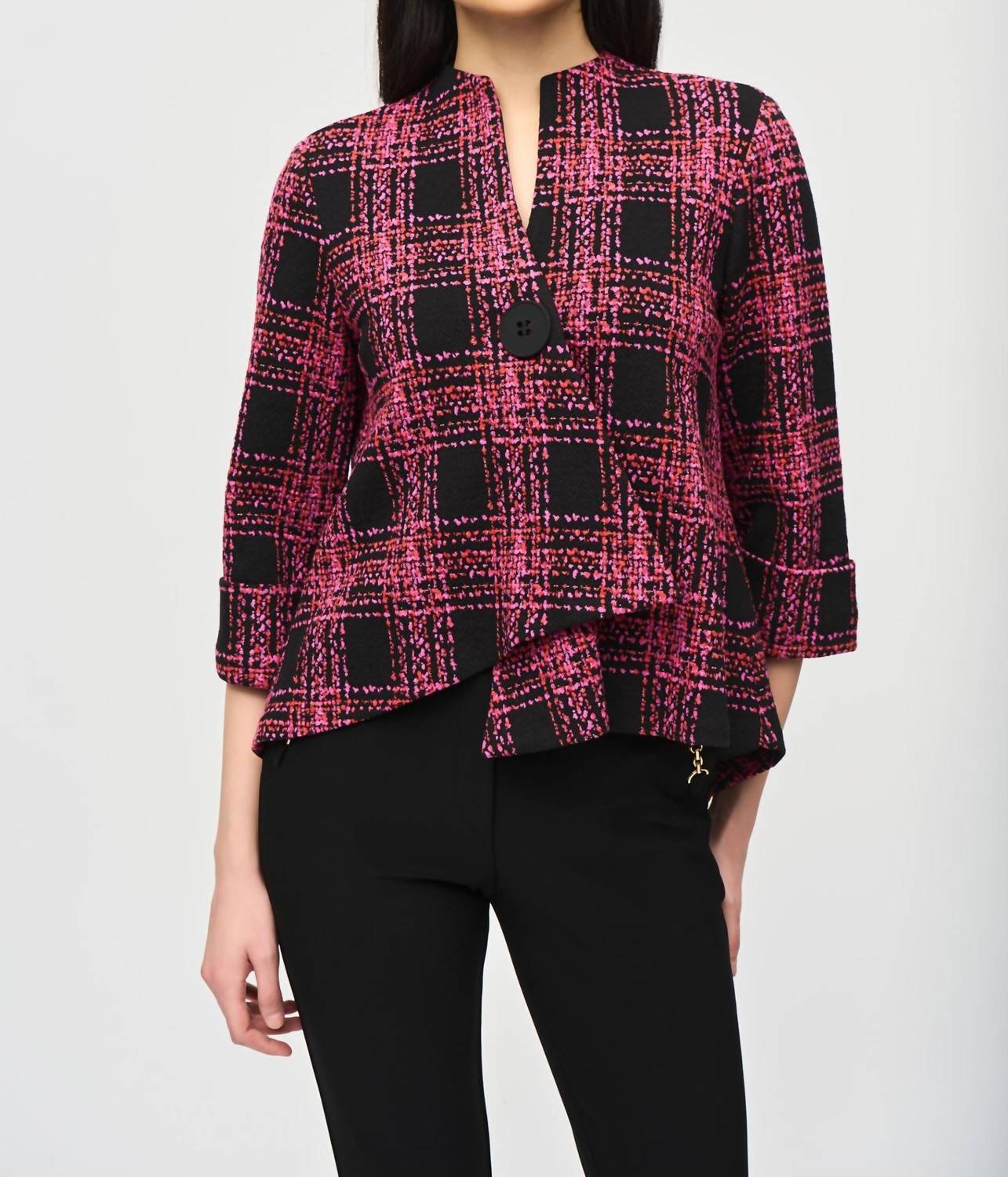 Joseph Ribkoff - Plaid 3/4 Sleeve Swing Jacket