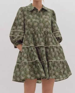 Entro - Green Dress with White Flowers