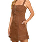 Baby Pink - Sleeveless Zip-up Denim-style Mini Dress