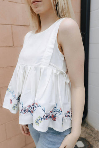 Mable - Embroidered Peplum Tank Top