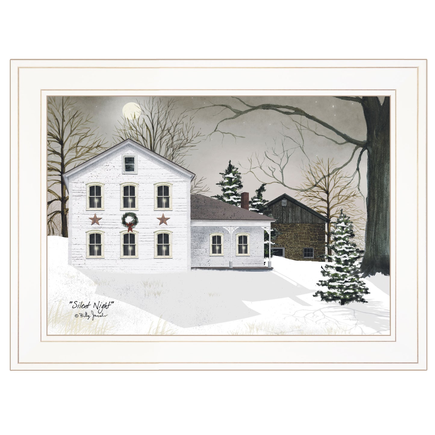 Silent Night' by Billy Jacobs Ready to Hang Holiday Framed Print, White Frame