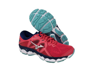 Mizuno Women's Wave Sky 2 Running Shoes Teaberry/Blue Size 6.5 B(M) Us