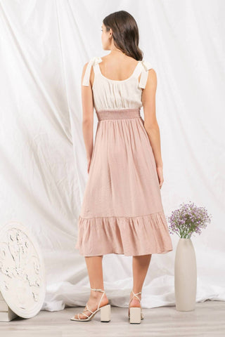 Blu Pepper - Mixed Media Button Down Midi Dress