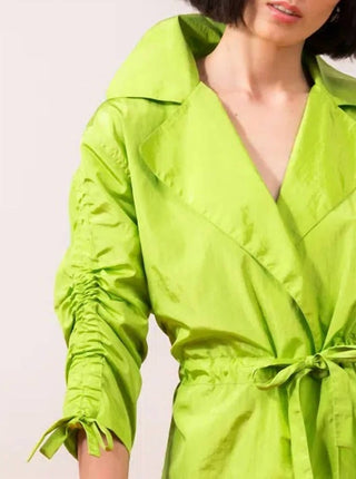 Elena Wang - Ruched Sleeves Drawstring Jacket