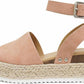 Soda - Women's Topic Espadrilles Ankle Strap Studded Open Toe Wedge Heel Sandals