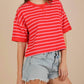 Very J - Oversized Stripe Casual Comfy Knit Top