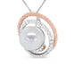 14K Rose and White Gold 3/8 Cttw Pave Diamond and 9mm Round Pearl Spiral Openwork 18" Pendant Necklace- (H-I Color, VS1-VS2 Clarity)