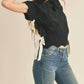 &Merci - Mock Neck Cropped Sweater Vest