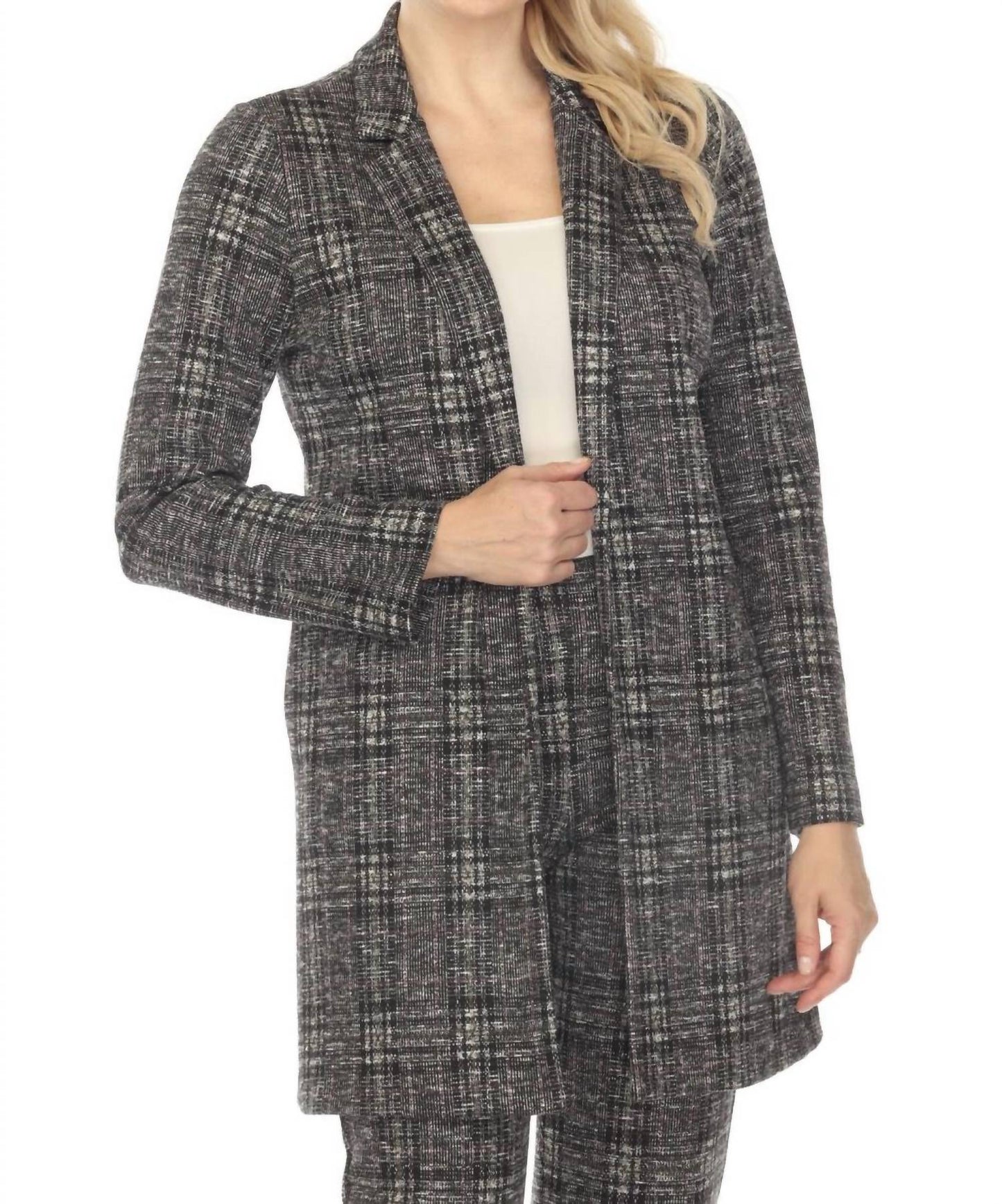 Joseph Ribkoff - Plaid Open Front Blazer Jacket