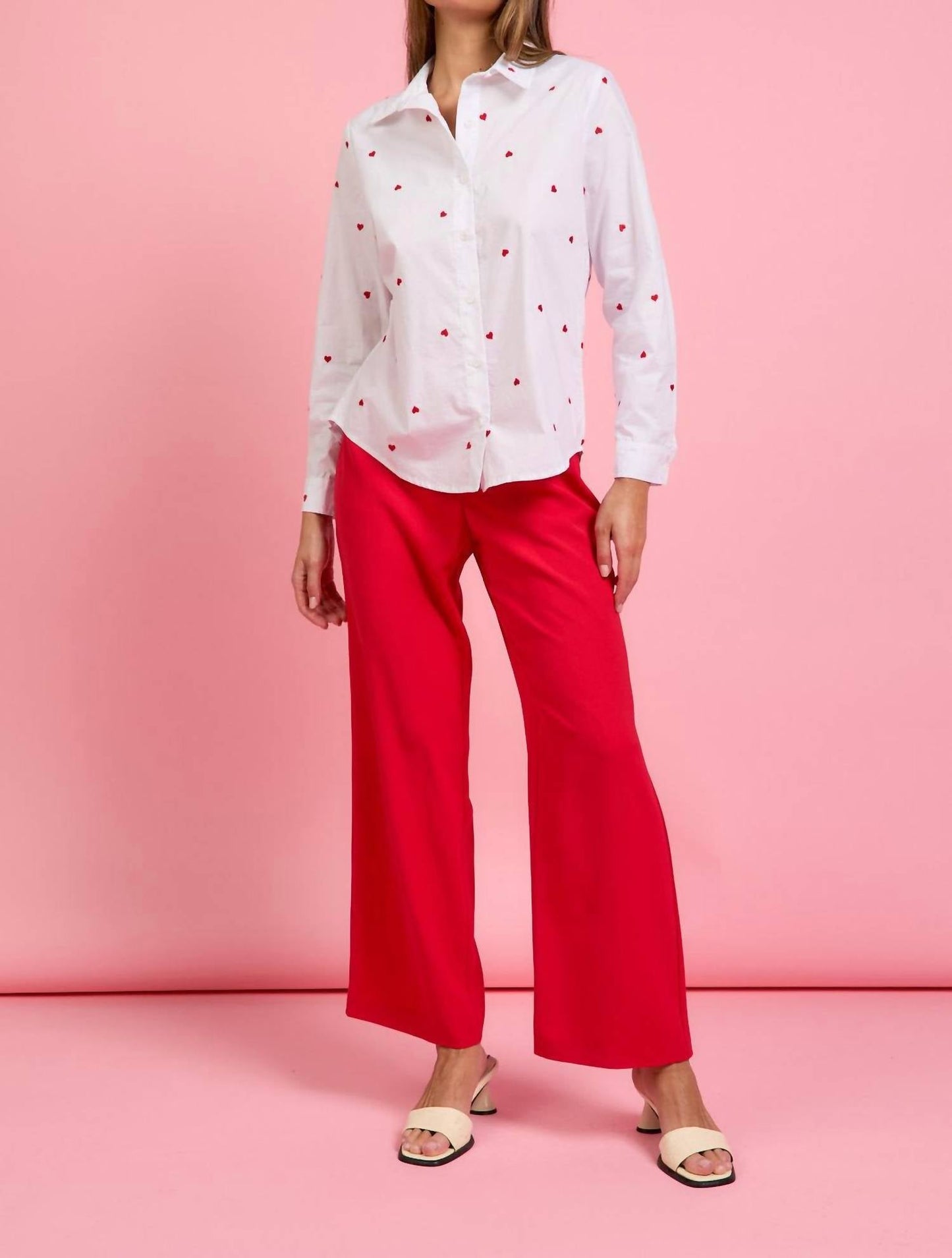 Skies Are Blue - Sweetie Heart Embroidered Button Down Top