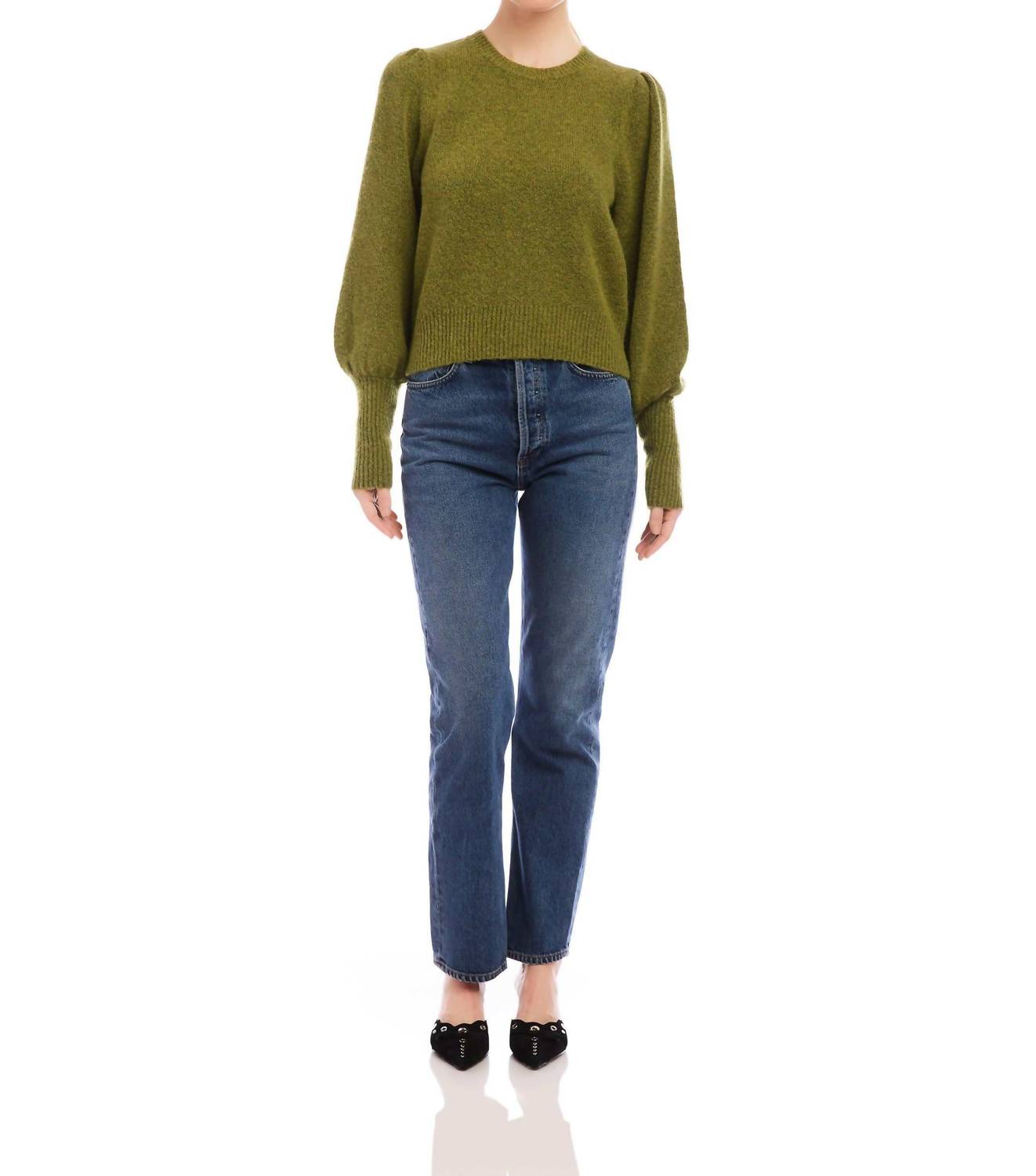 Fifteen Twenty - Lia Shirred Sleeve Crew Neck Sweater