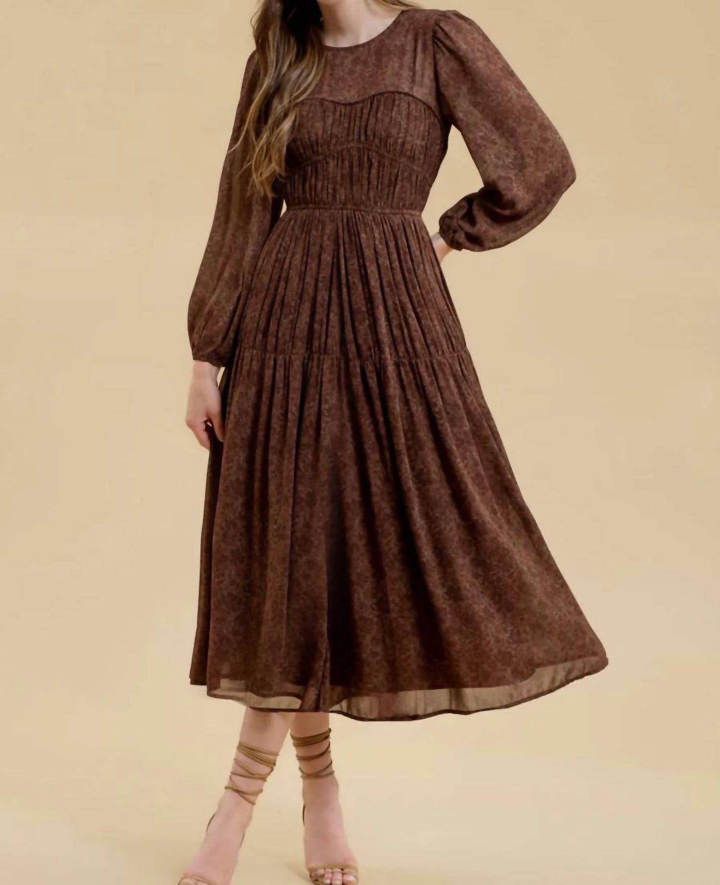 Blu Pepper - Sweetheart Neck Shirred Maxi Dress