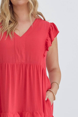 Entro - Curvy Karli Ruffle Sleeve Tiered Dress