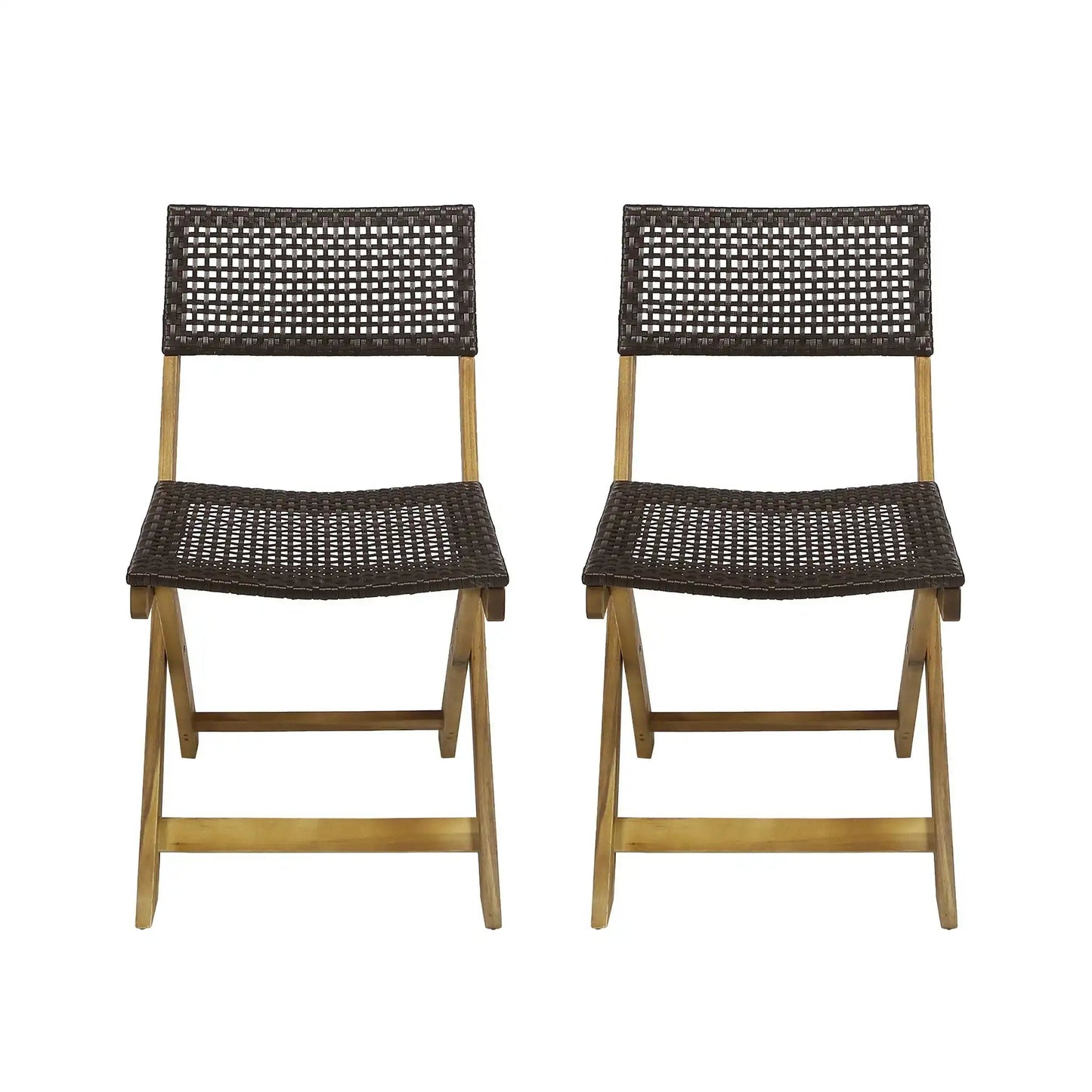 Bistro Foldable Chair With Wicker Backrest