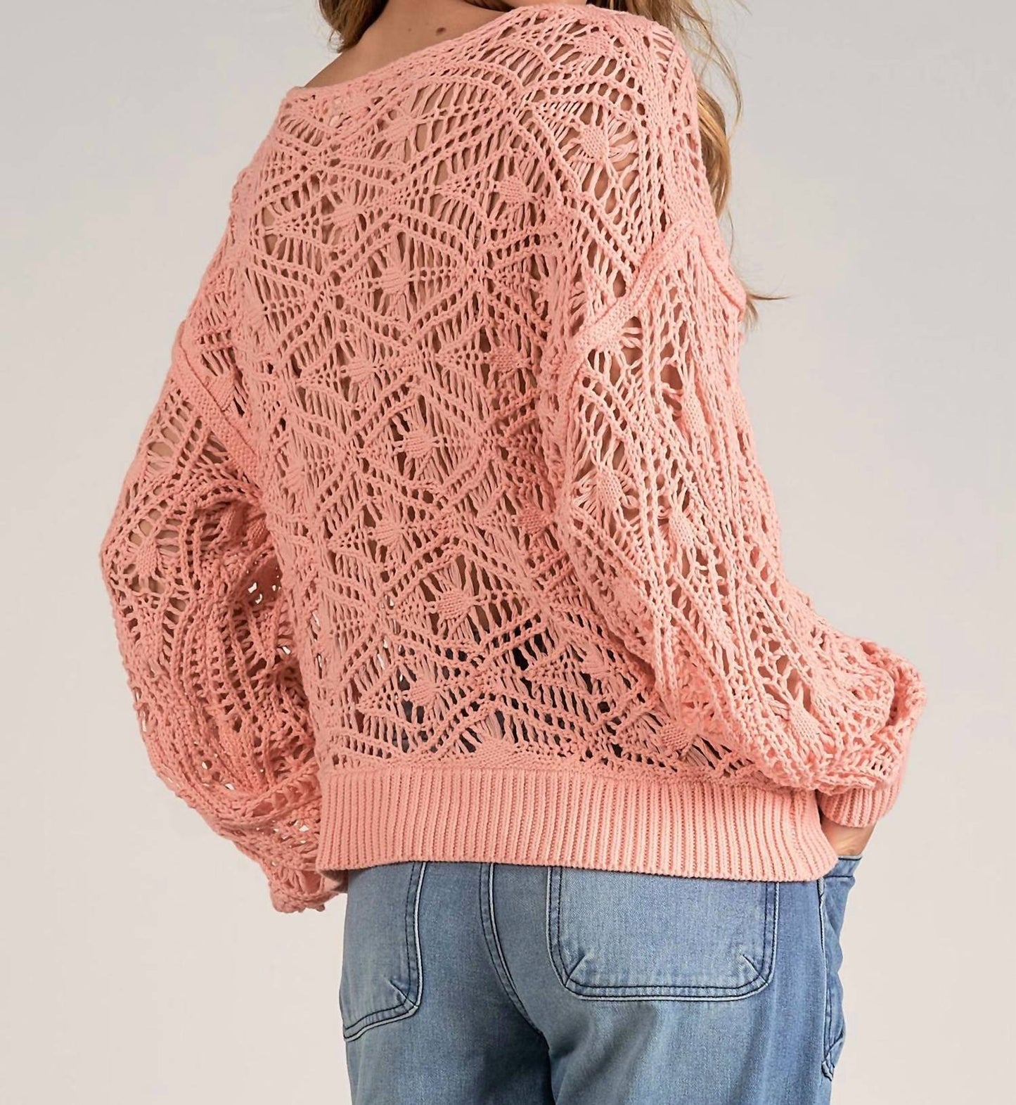 Elan - Crochet Boat Neck Sweater