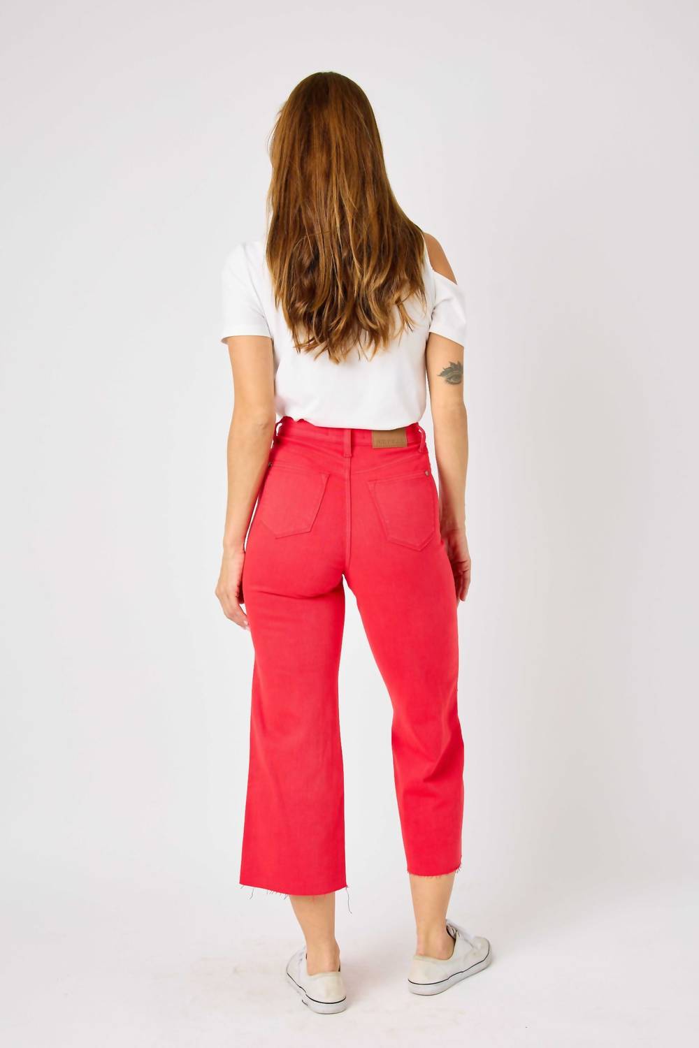 Judy Blue - High Waist Garment Dyed Tummy Control Wide Leg Cropped Jeans