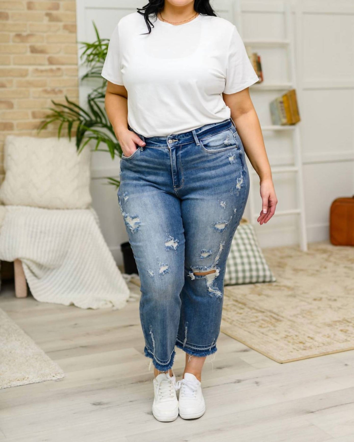 Judy Blue - Harley Distressed Ankle Hem Jeans