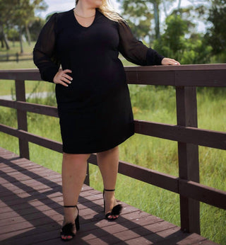 Karen Kane - Sheer Sleeve Mini Dress - Plus