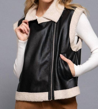 Active Usa - Faux Leather Inner Fur Vest