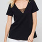 Promesa - Lace-Trimmed Burnout V-Back Tee