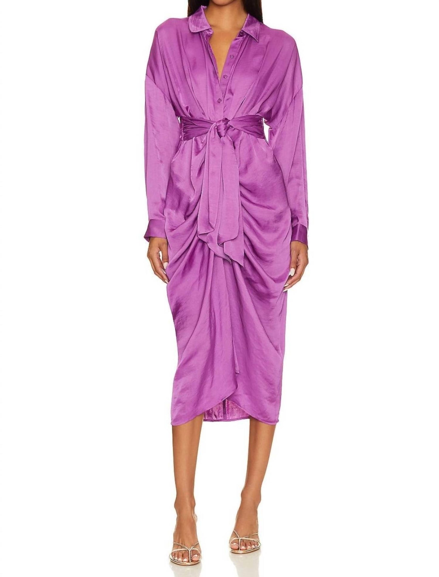 Steve Madden - SATIN TIE WAIST MIDI DRESS