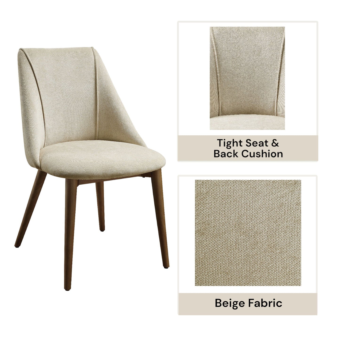 Willene Polished Microfiber Side Chair (Set of 2) - Beige