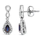10K White Gold Pear Cut Blue Sapphire and 1/7 Cttw Diamond Infinity Drop and Dangle Earrings (I-J Color, I1-I2 Clarity)