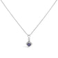 10K White Gold Blue Purple Tanzanite and Diamond Accent Cushion Drop Pendant Necklace - 18" Inches