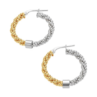 Allyanna Gifts - Women's Two Tone Beaded Twisted Round Hoop Earrings