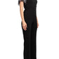 Aidan Mattox - Embellished Mesh Bodice Crepe Jumpsuit