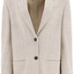 BY MALENE BIRGER Women's Rosettan Textured Cotton Blend Blazer in Nature Size 10