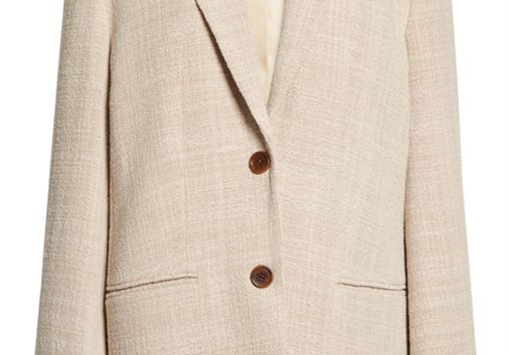 BY MALENE BIRGER Women's Rosettan Textured Cotton Blend Blazer in Nature Size 10