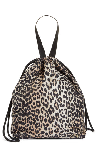 Ganni Women's Recycled Polyester Drawstring Bag Brown Size Regular